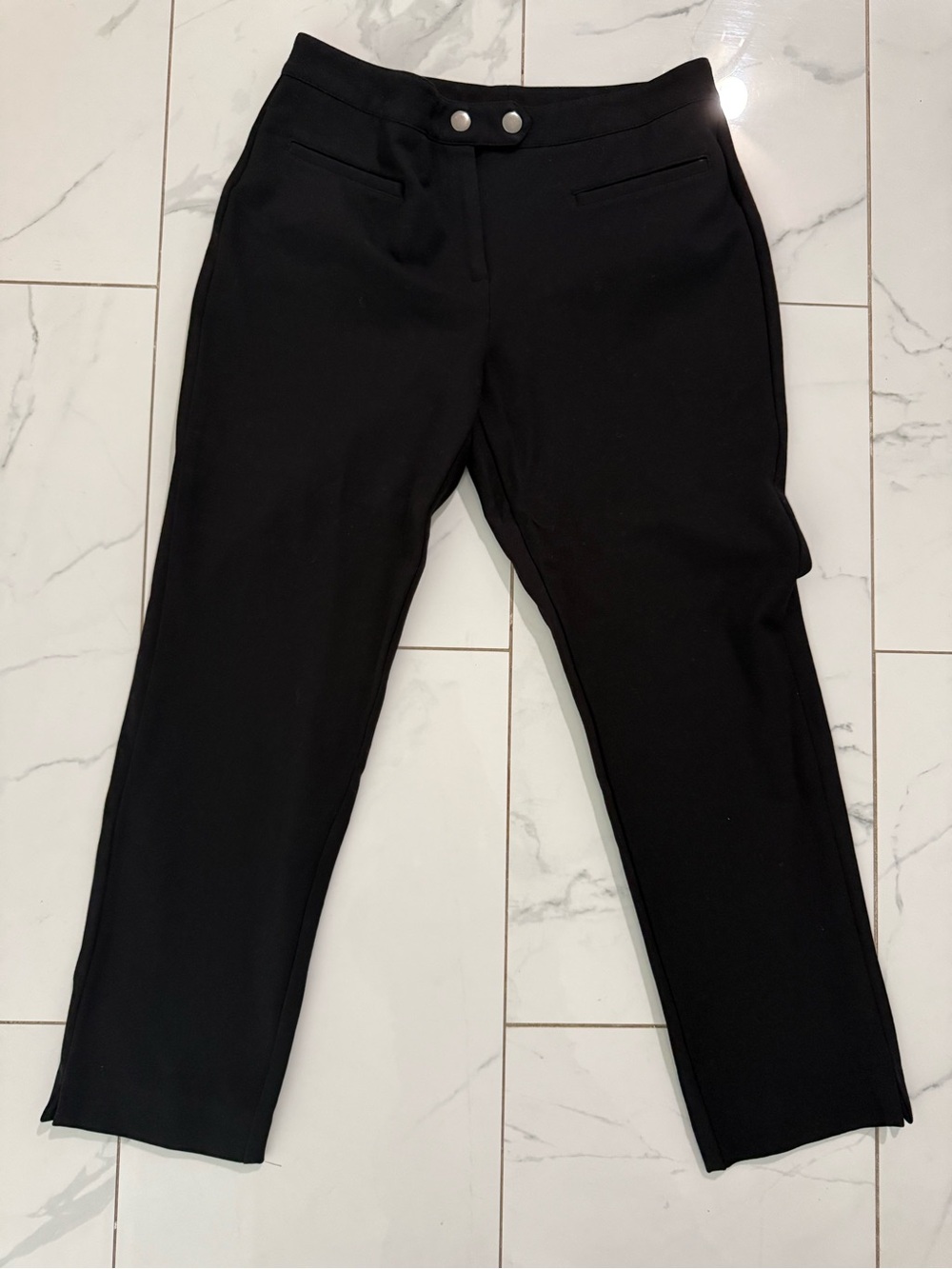 dennis basso Black Straight-Leg Pull-On Pants